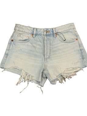 Zara Light Blue Distressed Denim Shorts Size 2